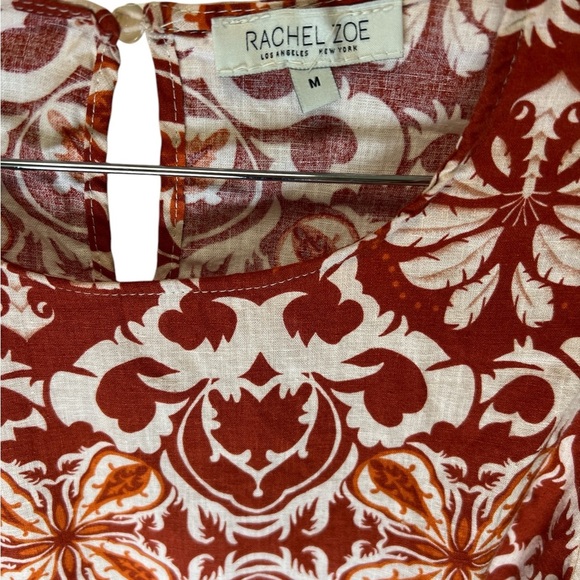 Rachel Zoe Women’s Round Neck Peasant Top Cropped Floral Linen Blend Size M - Picture 3 of 3